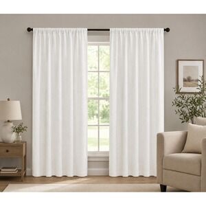 Studio 9 Textured White Curtain Panels Set of 2 84x51 Rod Pocket Modern Neutral